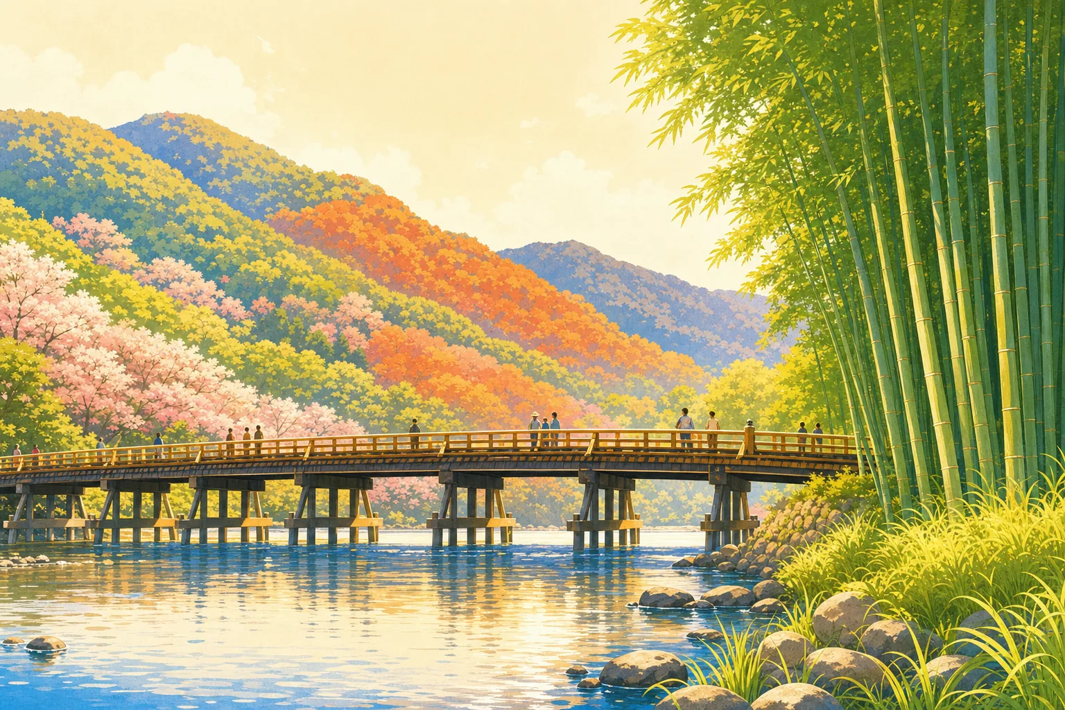 Arashiyama Bamboo Grove and Togetsukyo Bridge