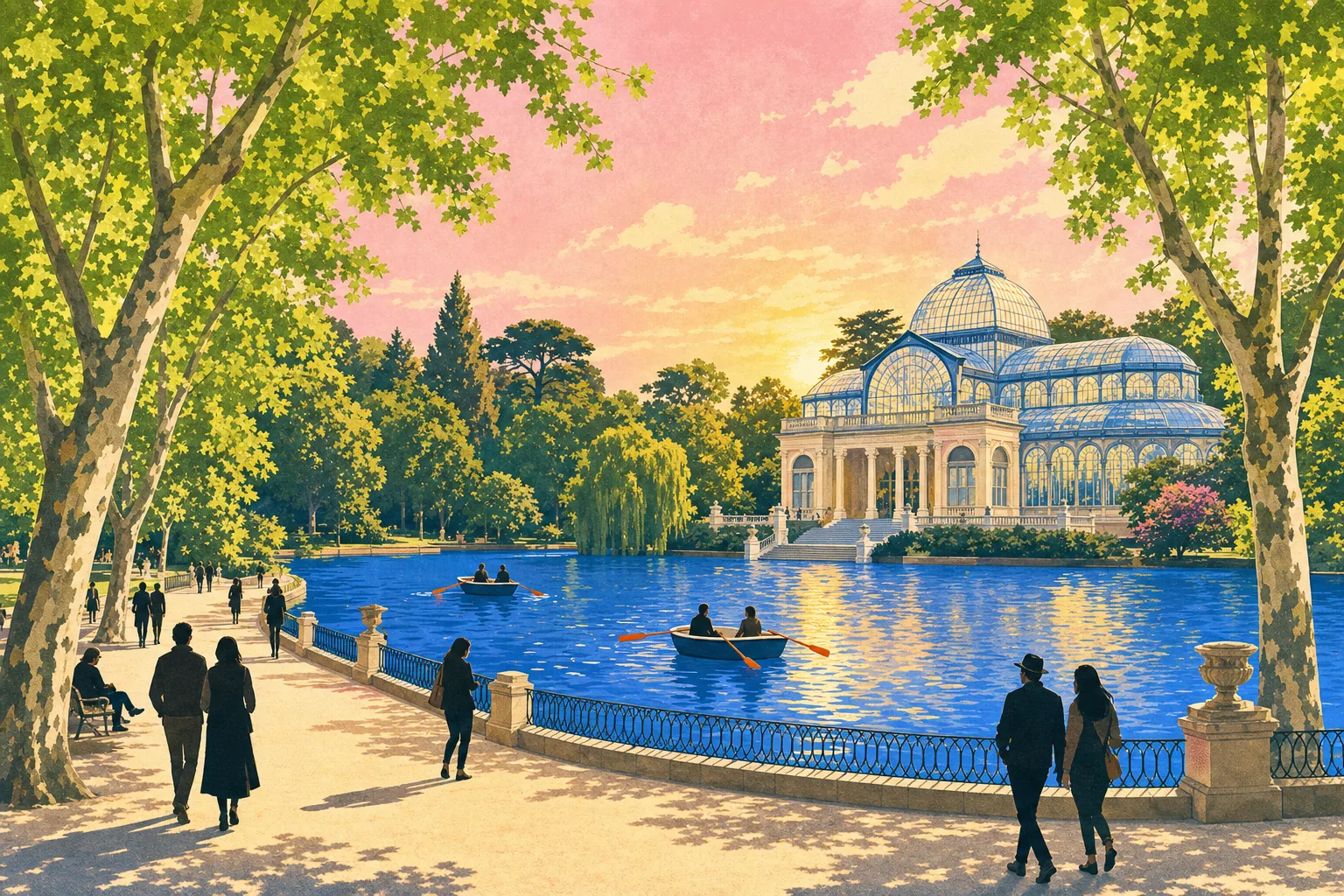 Stroll and boat in El Retiro Park
